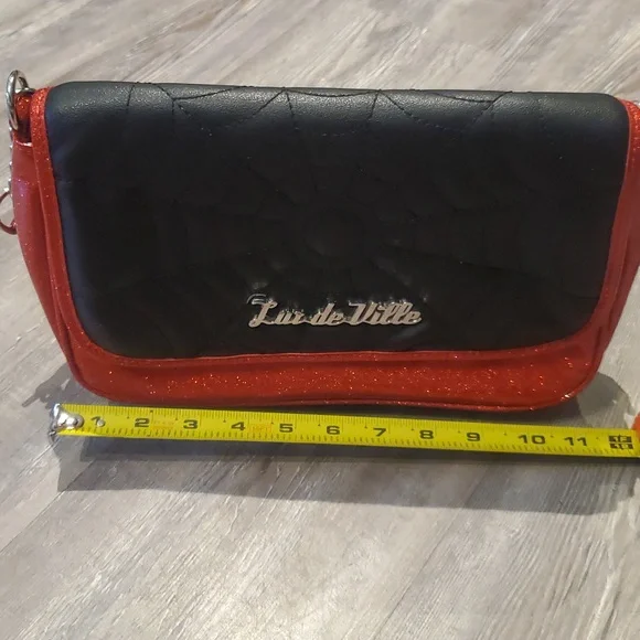 Lux de Ville Spider Web Red and Black Crossbody Bag - Picture 11 of 12